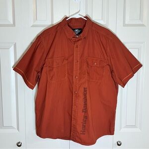 Harley-Davidson Men's Genuine Motorcycle Burnt Orange Button Down Shirt Size XL